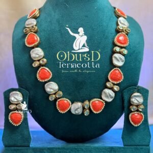FASHION KUNDHAN ORANGE NECKLACE