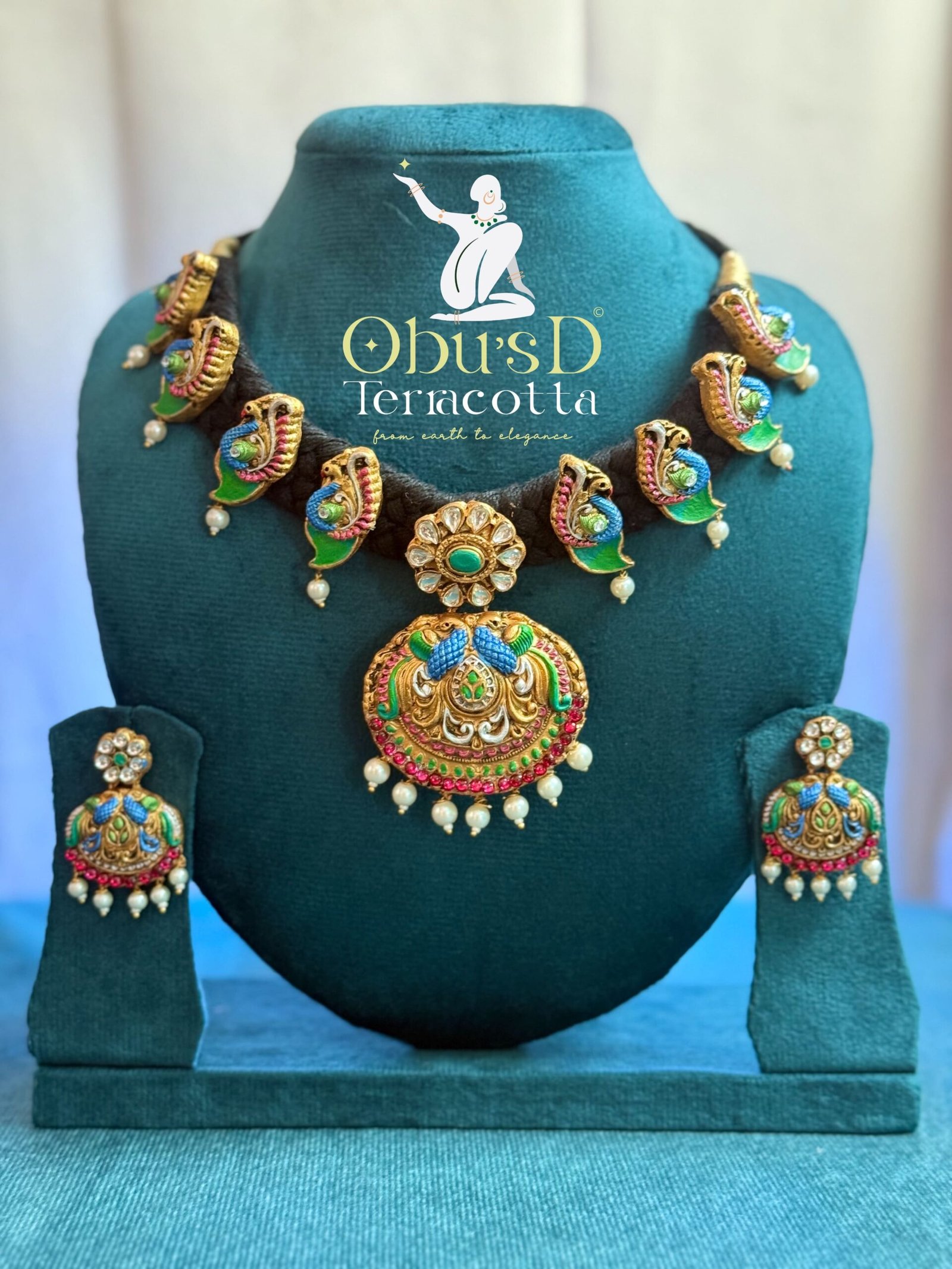 HANDMADE BLACK ROPE PEACOCK NECKLACE