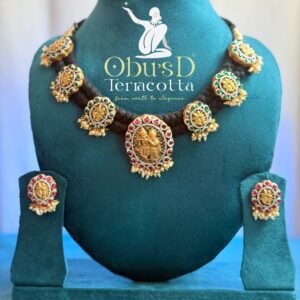 HANDMADE BLACK ROPE RADHA KRISHNA NECKLACE