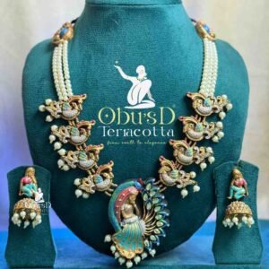 PEARL CHAIN MEENAKARI MID LENGTH HARAM