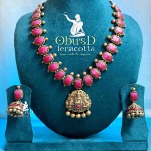 PINK BEAD LAKSHMI MID LENGTH HARAM