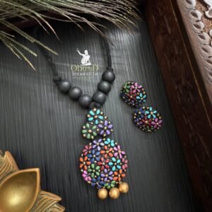 MULTICOLOR FLORAL TERRACOTTA JEWELRY SET