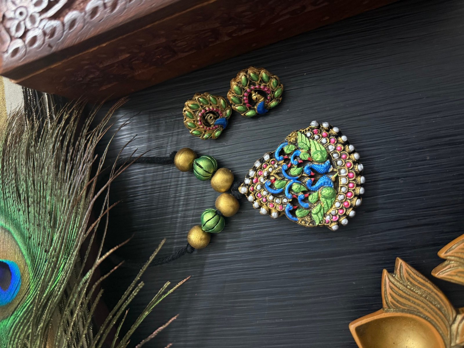 PEACOCK DESIGNER TERRACOTTA JEWELRY SET