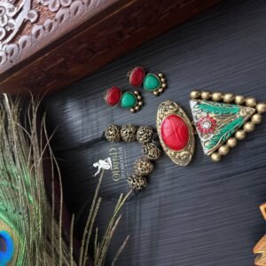 ANTIQUE RED & GREEN TERRACOTTA JEWELRY SET