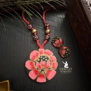 RED FLORAL TERRACOTTA JEWELRY SET
