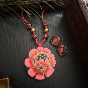 RED FLORAL TERRACOTTA JEWELRY SET