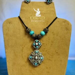 TURQUOISE & ANTIQUE GOLD TERRACOTTA JEWELRY SET