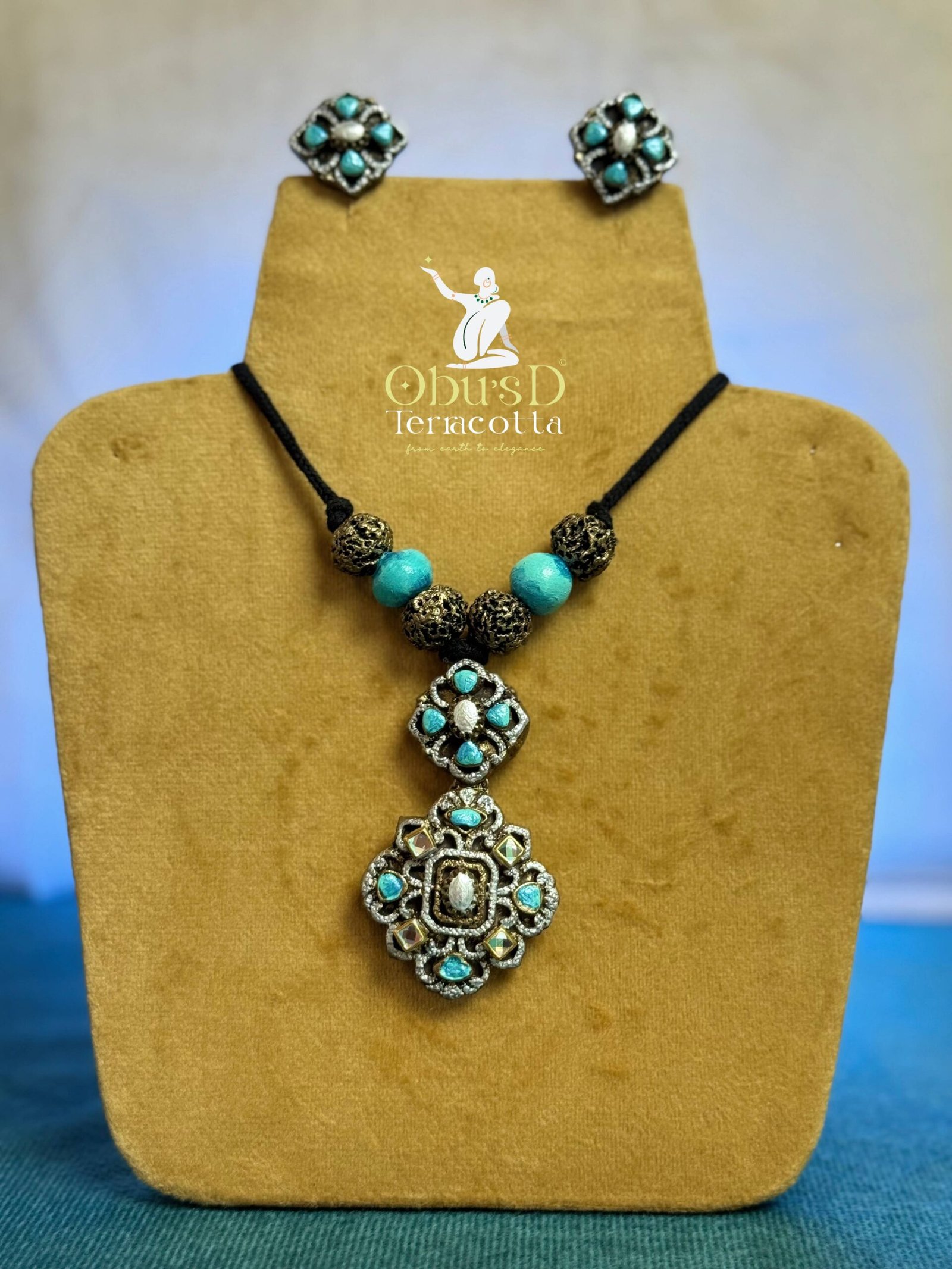 turquoise-antique-gold-terracotta-jewelry-set