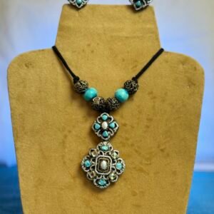 TURQUOISE & ANTIQUE GOLD TERRACOTTA JEWELRY SET