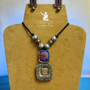 DUAL LAYER FLORAL GEOMETRIC TERRACOTTA JEWELRY SET