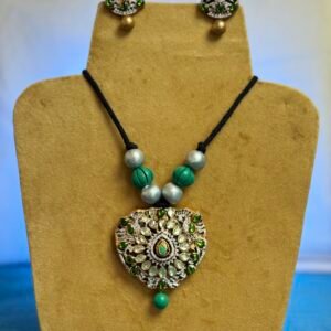 ROYAL GREEN HEART TERRACOTTA JEWELRY SET