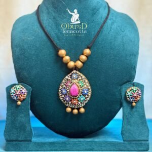 MULTICOLOR TEARDROP FLORAL TERRACOTTA JEWELRY SET