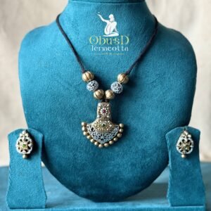 ANTIQUE SILVER TRADITIONAL TERRACOTTA JEWELRY SET