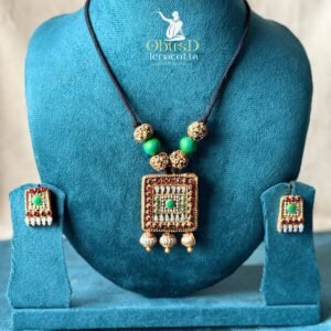 ANTIQUE SQUARE HERITAGE TERRACOTTA JEWELRY SET