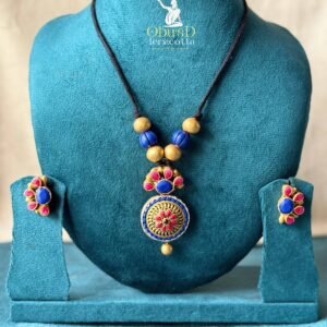BLUE & PINK DESIGN TERRACOTTA JEWELRY SET