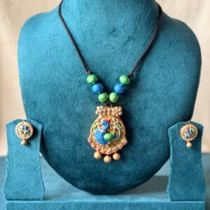 PEACOCK ART TERRACOTTA JEWELRY SET