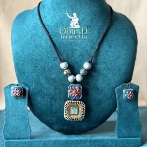 PASTEL BLUE FLORAL TERRACOTTA JEWELRY SET