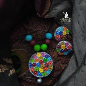 MULTICOLOUR FLORAL TERRACOTTA JEWELRY SET