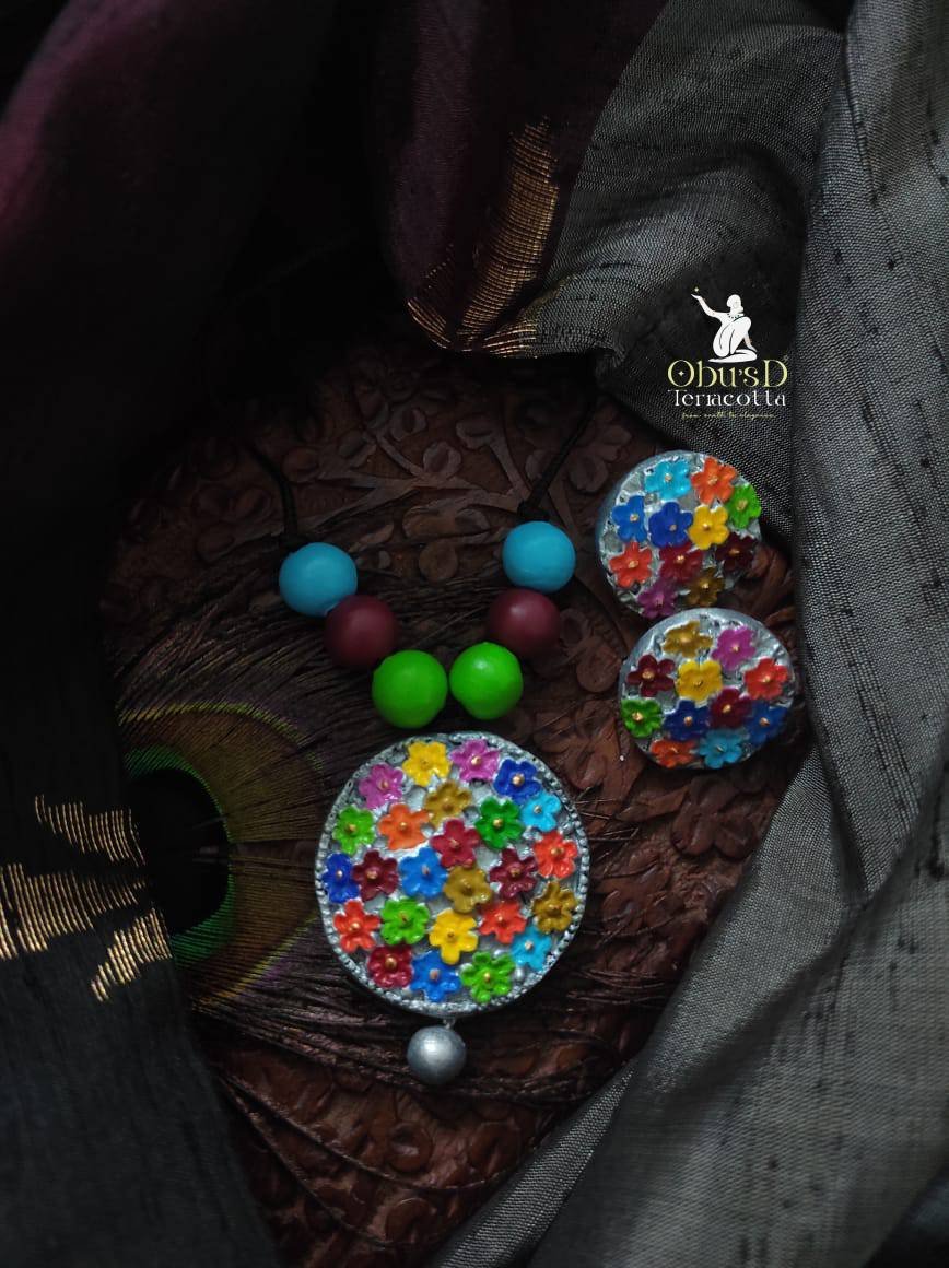 multicolour-floral-terracotta-jewelry-set