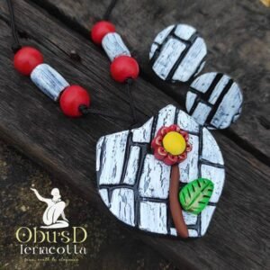 ARTISTIC FLORAL TERRACOTTA JEWELRY SET