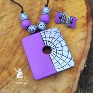 DUAL-TONE ABSTRACT TERRACOTTA JEWELRY SET