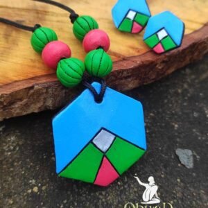 COLOUR BLOCK GEOMETRIC TERRACOTTA JEWELRY SET